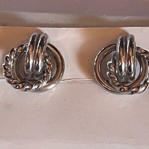 3/$10 Coro Silvertone Knot Hoop Stud Earrings - Women Jewelry